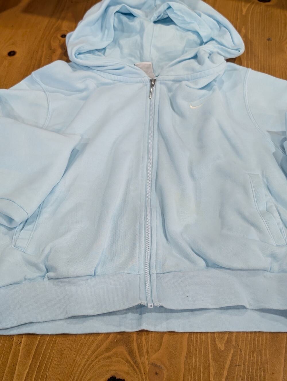 Nike Cropped Zip Up Hoodie, Women's XS, Light Blue, NWOT
